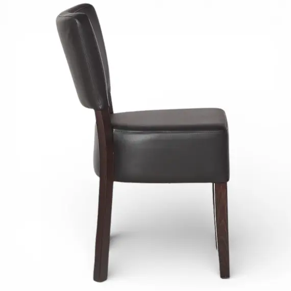 Oregon restaurant dining chair side profile with curved back and padded seat