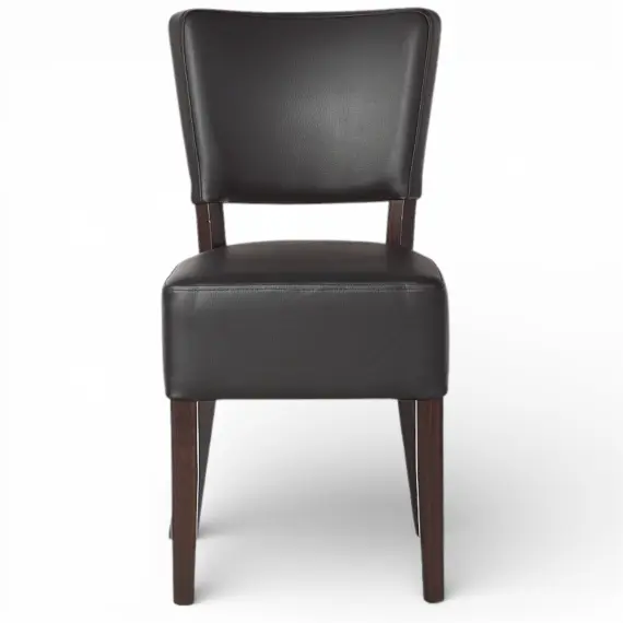 Oregon restaurant chair front view with upholstered backrest and thick padded seat