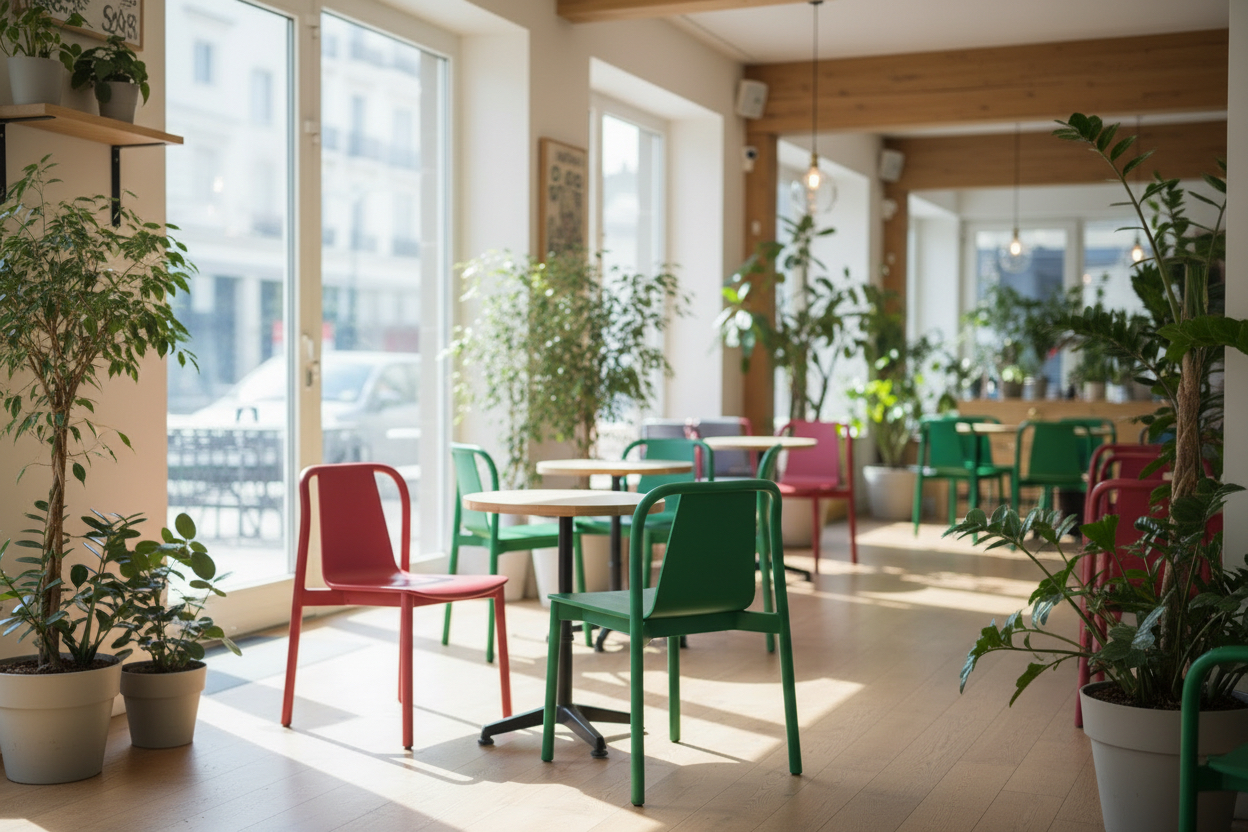 restaurant chairs in high traffic commercial dining area